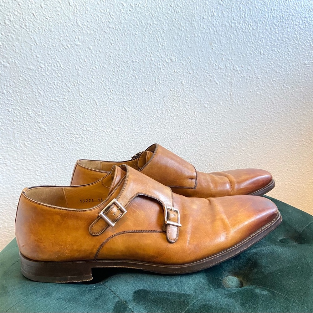 Magnanni Miro Monk Strap Tobacco Dress Shoes 13 M